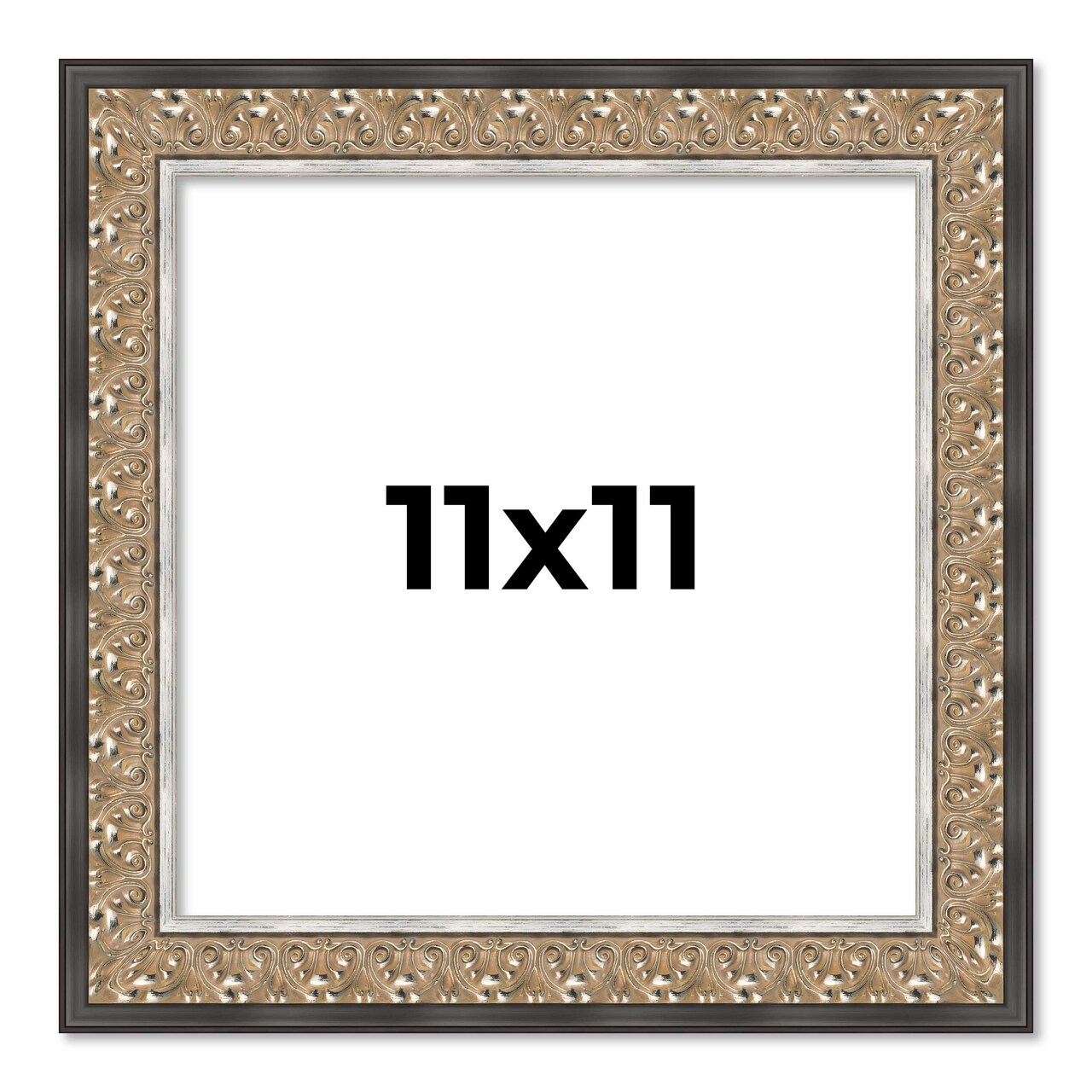 Square Ornate Silver Picture Frame - UV Acrylic, Foam Board Backing, Hanging Hardware